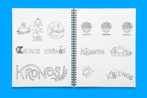 Sketches and ideas for the Kronos logo brand refresh