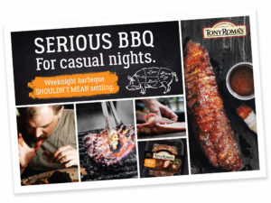 Serious BBQ for casual nights - 360° marketing campaign for Tony Roma's retail BBQ